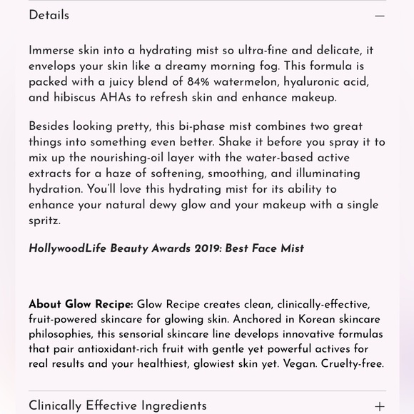 🍉 New Glow Recipe Watermelon Glow Mist - Ultra Fine AHA + - Picture 2 of 5